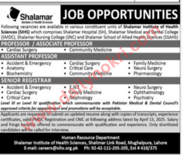 Shalamar Instittue of health science