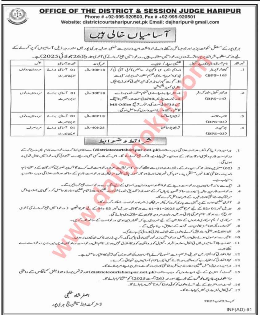District & Session Judge Haripur