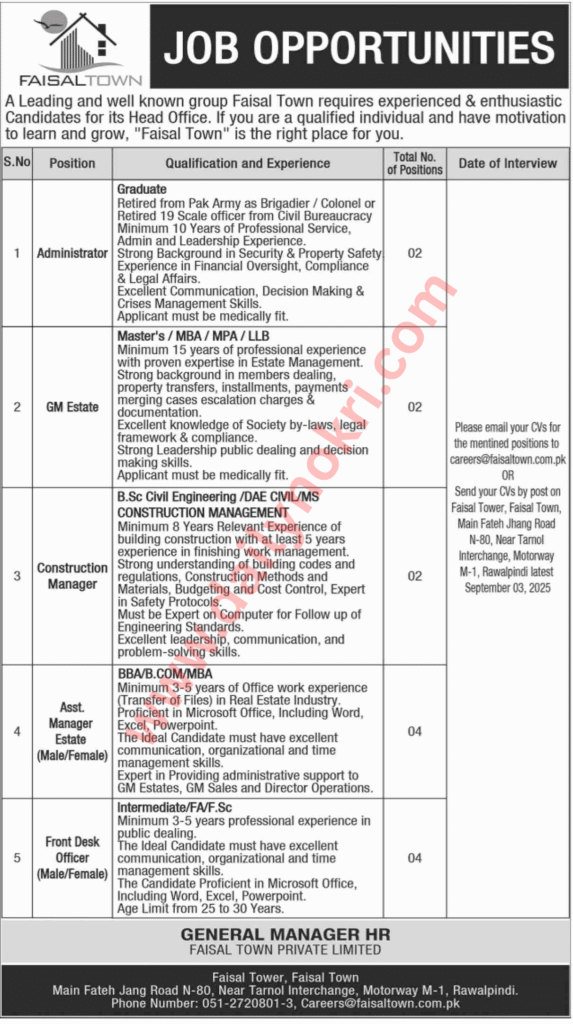 faisal town jobs