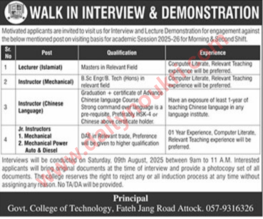 Teaching Jobs 2025 at Technical College 