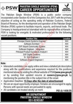 pakistan single window jobs
