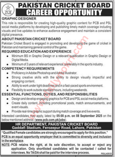 graphic designer job in lahore 